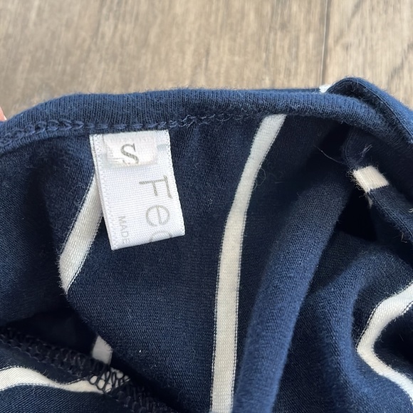 FEAGER Casual Striped Criss Cross Short Sleeve T Shirt Dress, Blue/White, Sz S - Picture 8 of 10